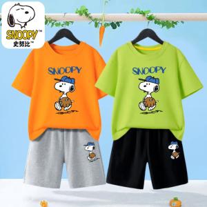 史努比 男女孩夏天两件套