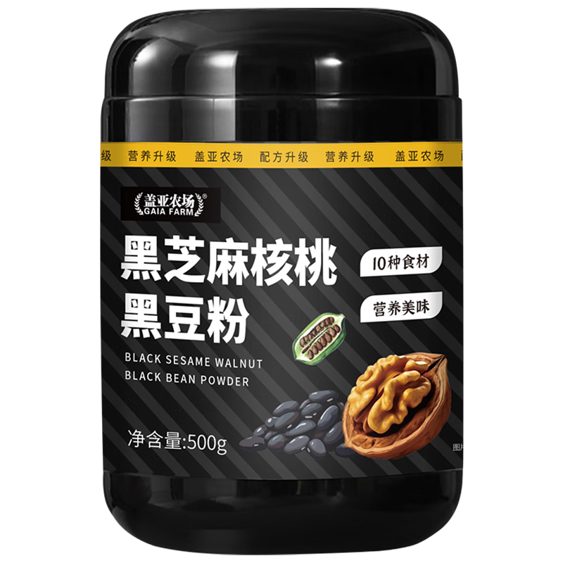 盖亚农场 黑芝麻核桃黑豆粉 500g*1罐