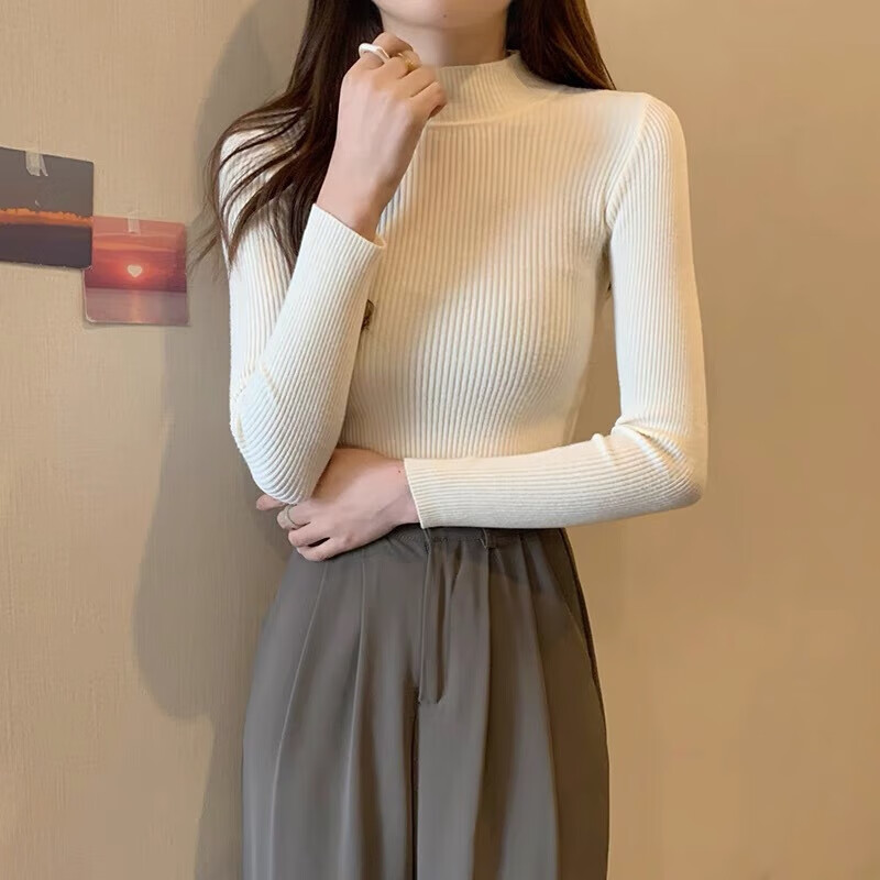 有只绵 女士半高领基础打底衫