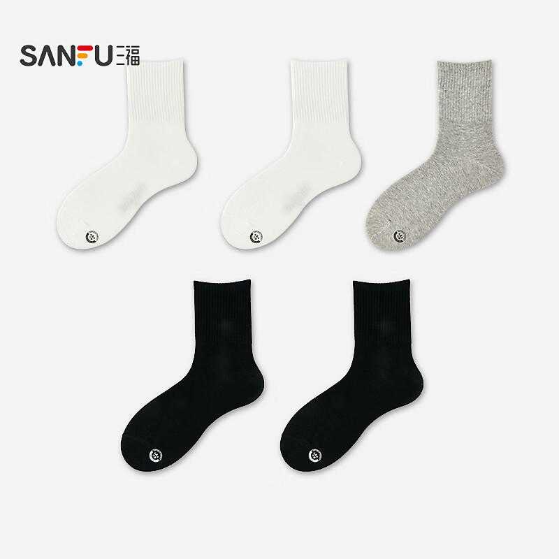 三福（SANFU）抗菌防臭堆堆女袜 5双装