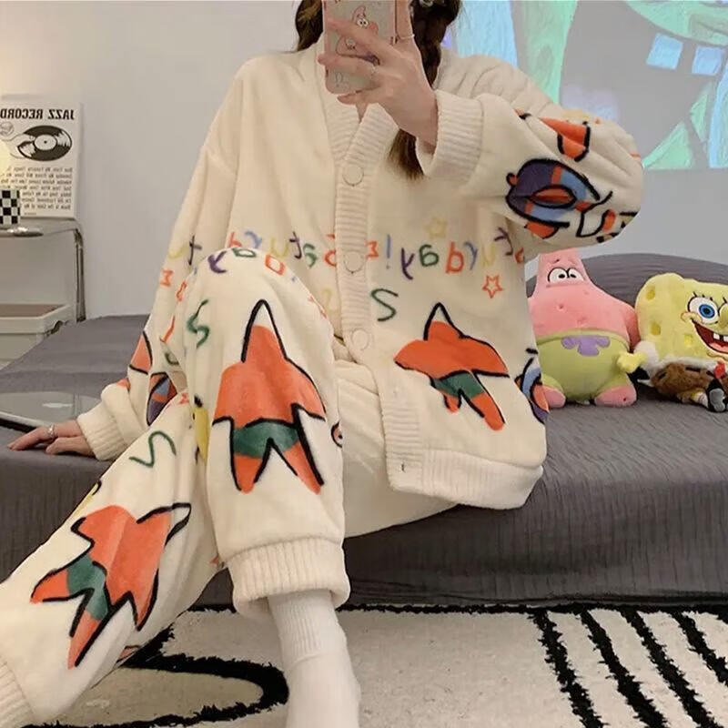 诗莉奥 女士珊瑚绒家居服套装