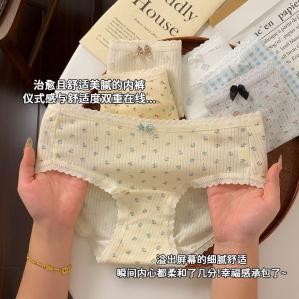 诗莉奥 加长裆甜美碎花三角内裤5条